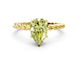 Yellow gold Fancy Yellow Pear  Cut Solitaire Twisted Band with Four-Prong Setting_108
