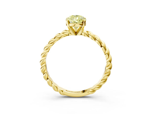 Yellow gold Fancy Yellow Pear  Cut Solitaire Twisted Band with Four-Prong Setting