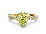 Yellow gold Fancy Yellow Pear Cut Solitaire Twisted Pave Band with Four-Prong Setting_3