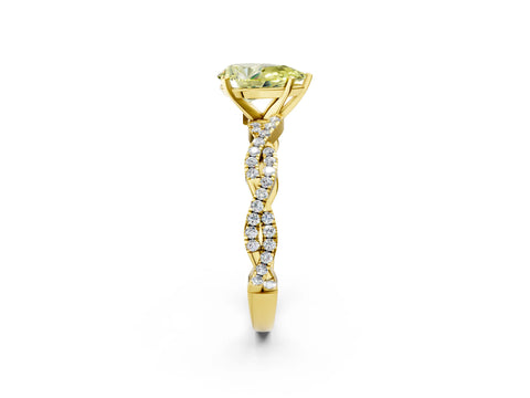 Yellow gold Fancy Yellow Pear Cut Solitaire Twisted Pave Band with Four-Prong Setting_5