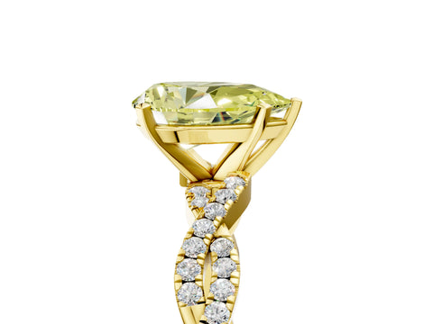 Yellow gold Fancy Yellow Pear Cut Solitaire Twisted Pave Band with Four-Prong Setting_8