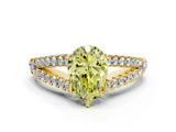 Yellow gold Fancy Yellow Pear  Cut Split Shank Pave Diamond Engagement Ring with Four-Prong Setting_24