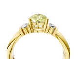 Yellow gold Fancy Yellow Pear  Cut Three-Stone Channel Set Ring with Bar Prongs_67