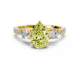 Yellow gold Fancy Yellow Pear  Cut Three-Stone Diamond Pavé Band with Prong Setting_17