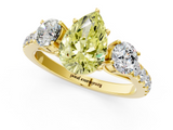 Yellow gold Fancy Yellow Pear  Cut Three-Stone Diamond Pave Band with Prong Setting_38
