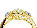 Yellow gold Fancy Yellow Pear  Cut Three-Stone Diamond Pave Band with Prong Setting_41