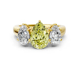 Yellow gold Fancy Yellow Pear Cut Three-Stone Diamond Ring with Prong Setting on a Classic Band_12