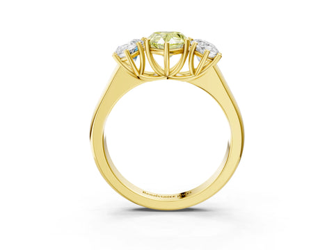 Yellow gold Fancy Yellow Pear Cut Three-Stone Diamond Ring with Prong Setting on a Classic Band_3