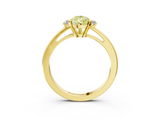 Yellow gold Fancy Yellow Pear  Cut Three-Stone Solitaire Ring with Round Accent Diamonds and Four-Prong Setting_23