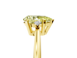 Yellow gold Fancy Yellow Pear  Cut Three-Stone Solitaire Ring with Round Accent Diamonds and Four-Prong Setting_25