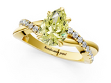Yellow gold Fancy Yellow Pear  Cut Twist Band Solitaire Diamond Ring with Pavé Setting_4