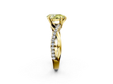 Yellow gold Fancy Yellow Pear  Cut Twist Band Solitaire Diamond Ring with Pavé Setting_5