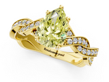 Yellow gold Fancy Yellow Pear  Cut Twisted Pavé Band Solitaire Ring with Four-Prong Setting_56