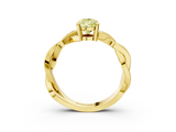 Yellow gold Fancy Yellow Pear  Cut Twisted Pavé Band Solitaire Ring with Four-Prong Setting_58