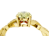 Yellow gold Fancy Yellow Pear  Cut Twisted Pavé Band Solitaire Ring with Four-Prong Setting_59