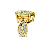 Yellow gold Fancy Yellow Pear  Cut Twisted Pavé Band Solitaire Ring with Four-Prong Setting_60