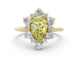 Yellow gold Fancy Yellow Pear  Diamond Cluster Halo Ring with Solitaire Band and Four-Prong Setting_20