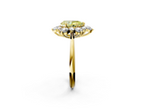 Yellow gold Fancy Yellow Pear  Diamond Cluster Halo Ring with Solitaire Band and Four-Prong Setting_22