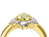 Yellow gold Fancy Yellow Pear  Diamond Cluster Halo Ring with Solitaire Band and Four-Prong Setting_24