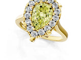 Yellow gold Fancy Yellow Pear  Diamond Cluster Halo Solitaire with Four-Prong Setting_78
