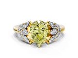 Yellow gold Fancy Yellow Pear  Diamond Cluster Leaf Design Ring with Prong Setting_53