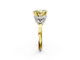 Yellow gold Fancy Yellow Pear  Diamond Cluster Leaf Design Ring with Prong Setting_55