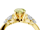 Yellow gold Fancy Yellow Pear  Diamond Cluster Leaf Design Ring with Prong Setting_57