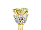 Yellow gold Fancy Yellow Pear  Diamond Cluster Leaf Design Ring with Prong Setting_58