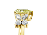 Yellow gold Fancy Yellow Pear  Diamond Floral Cluster Ring with Solitaire Band and Prong Setting_51