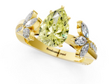 Yellow gold Fancy Yellow Pear  Diamond Floral Vine Solitaire Engagement Ring_4