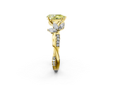 Yellow gold Fancy Yellow Pear  Diamond Floral Vine Solitaire Engagement Ring_5