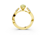Yellow gold Fancy Yellow Pear  Diamond Floral Vine Solitaire Engagement Ring_6