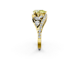 Yellow gold Fancy Yellow Pear  Diamond Halo Ring with Marquise and Pavé Band in Prong Setting_75