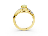 Yellow gold Fancy Yellow Pear  Diamond Halo Ring with Marquise and Pavé Band in Prong Setting_76