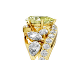 Yellow gold Fancy Yellow Pear  Diamond Halo Ring with Marquise and Pavé Band in Prong Setting_78