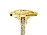 Yellow gold Fancy Yellow Pear  Diamond Halo Ring with Milgrain Frame and Pavé Band 5