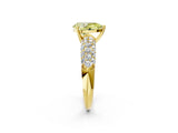 Yellow gold Fancy Yellow Pear  Diamond Pavé Band Solitaire Ring with Four-Prong Setting_51
