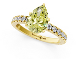 Yellow gold Fancy Yellow Pear  Diamond Pavé Band Solitaire with Four-Prong Setting_202