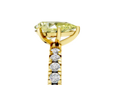 Yellow gold Fancy Yellow Pear  Diamond Pavé Band Solitaire with Four-Prong Setting_206