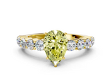Yellow gold Fancy Yellow Pear  Diamond Pavé Band Solitaire with Four-Prong Setting_3