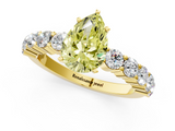 Yellow gold Fancy Yellow Pear  Diamond Pavé Band Solitaire with Four-Prong Setting_4