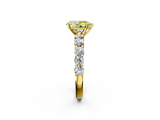 Yellow gold Fancy Yellow Pear  Diamond Pavé Band Solitaire with Four-Prong Setting_5