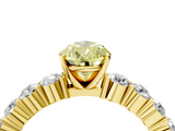 Yellow gold Fancy Yellow Pear  Diamond Pavé Band Solitaire with Four-Prong Setting_7