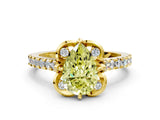 Yellow gold Fancy Yellow Pear  Diamond Pave Band with Floral Prong Setting_27