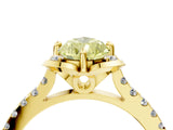 Yellow gold Fancy Yellow Pear  Diamond Pave Band with Floral Prong Setting_31