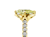 Yellow gold Fancy Yellow Pear  Diamond Pave Band with Floral Prong Setting_32