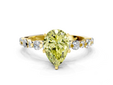 Yellow gold Fancy Yellow Pear  Diamond Prong Set Engagement Ring with Pave Band_203