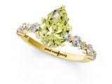 Yellow gold Fancy Yellow Pear  Diamond Prong Set Engagement Ring with Pave Band_204