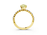 Yellow gold Fancy Yellow Pear  Diamond Prong Set Engagement Ring with Pave Band_206
