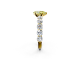 Yellow gold Fancy Yellow Pear  Diamond Prong Setting with Side Stones on a Pave Band_136